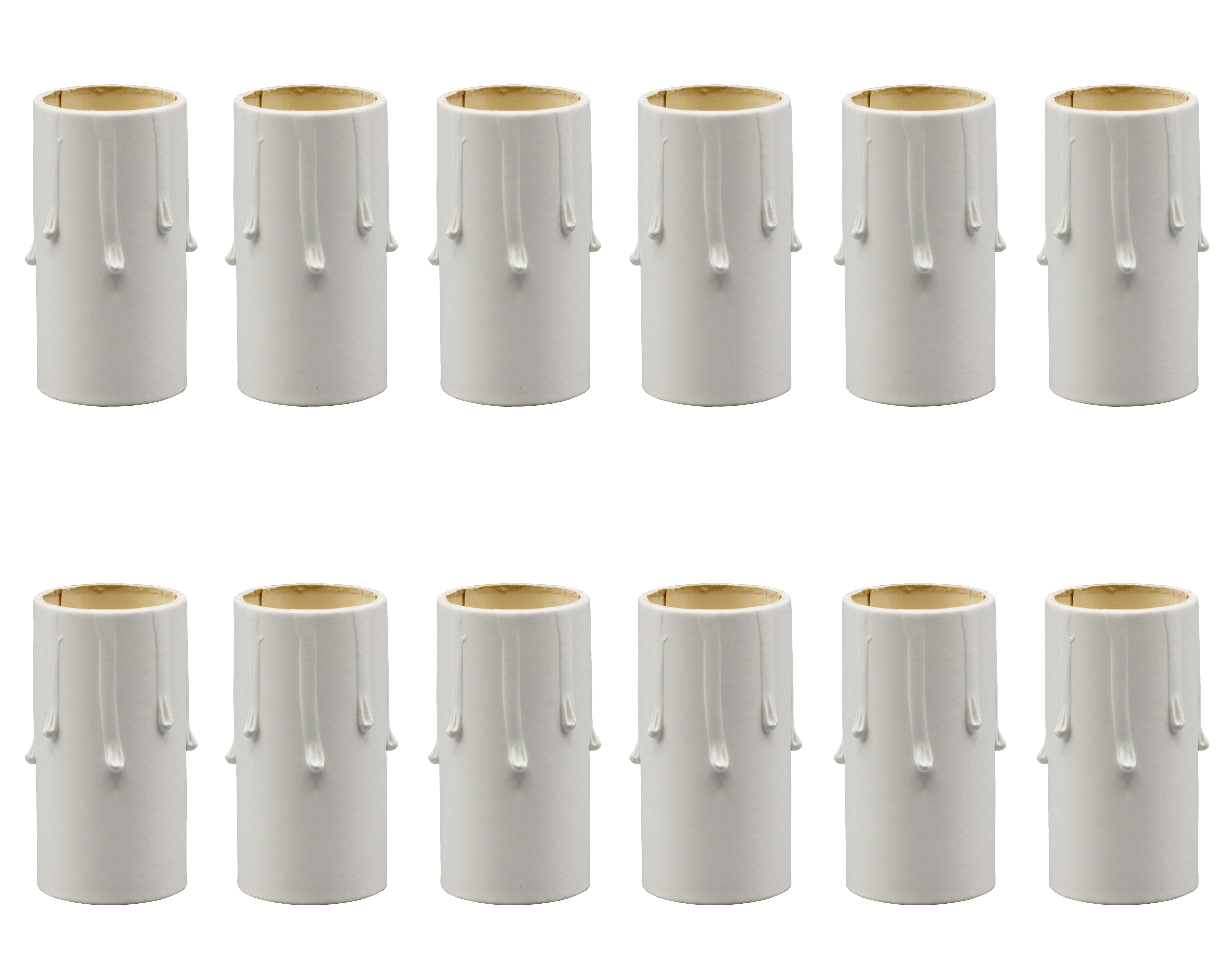 White Drip Look Candle Socket Covers for Chandeliers 13/4 Inch
