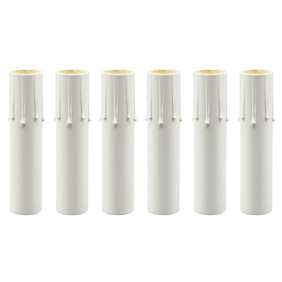 White Drip Look Candle Socket Covers for Chandeliers - 4 Inch - Candelabra Base | 6 Pack
