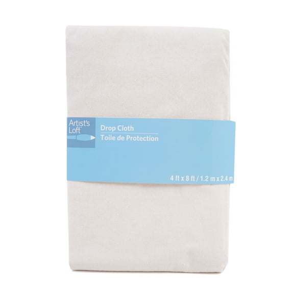 Artist's Loft White Drop Cloth - 4ft. x 8ft Reusable Paint and Craft Surface Protector - Durable Cotton-Poly Blend - Ideal for Art Studios, Workshops, and Home Projects, 12 Pack