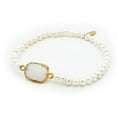 thumbnail image 1 of White Druzy Mini Fresh Water Pearls Elastic Bracelet in Sterling Silver, 1 of 1