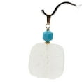 thumbnail image 1 of White Druzy Quartz and Turquoise 20mm Square Coin14kgf Pendant | 1 1/4" Long |, 1 of 10