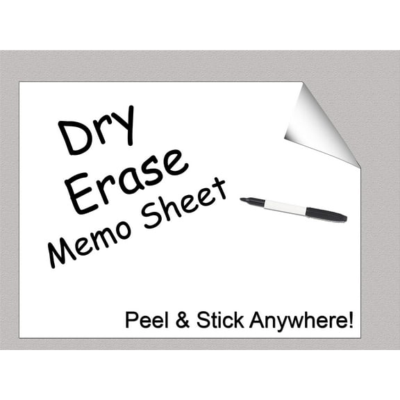 White Dry Erase Memo Board Peel & Stick Wall Decal Sticker Includes (3) Sheets 14"x11" and (1)Marker