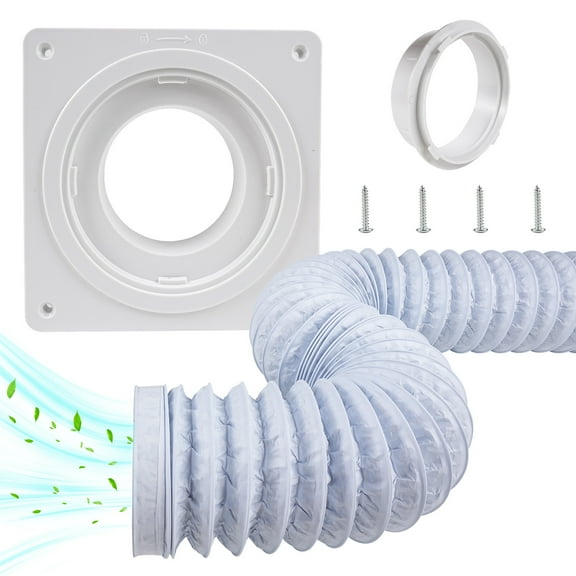 White Dryer Vent Hose Connector Kit, Dryer Vent Wall Plate with White Hose