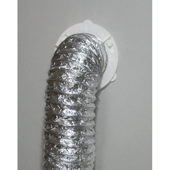 White Dryer duct to wall connector Quick Connect For Dryer Vent 6" for 4" Tubes -
