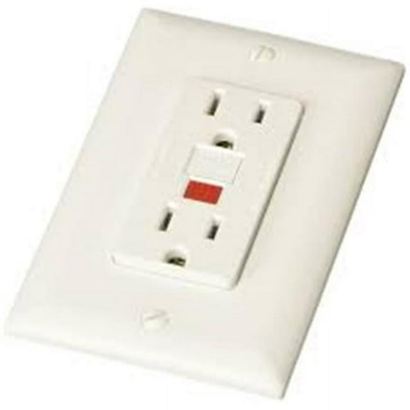 White Dual GFCI Outlet with Cover Plate