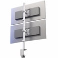 thumbnail image 1 of White Dual LCD Monitor Desk Mount Stand, Stacked Vertical 2 Screens up to 34", 1 of 8