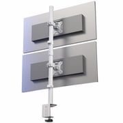 White Dual LCD Monitor Desk Mount Stand, Stacked Vertical 2 Screens up to 34"