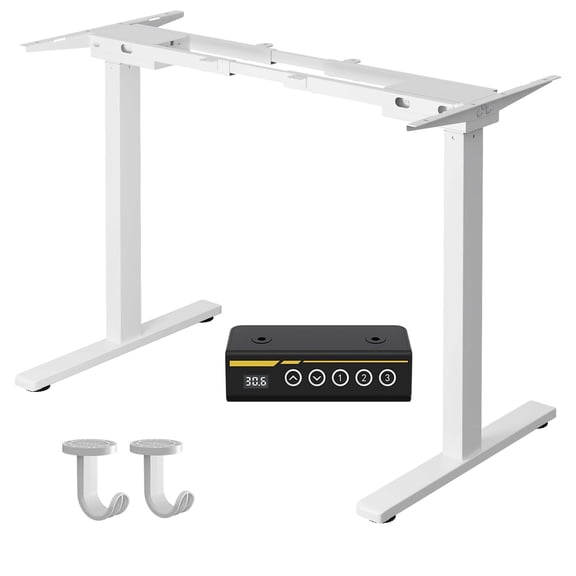 White Dual-Motor Electric Standing Desk Frame, Suitable For Home And Office, Adjustable Height And Length, Built-In Powerful 350-Lb Motors With 3 Height Memory Settings.