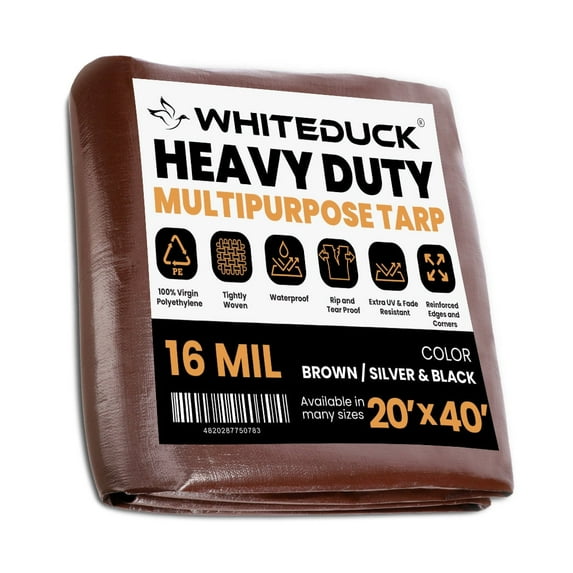 White Duck 16 Mil (20x40)- Heavy duty tarp, Outdoor brass grommets-Canopy Protection