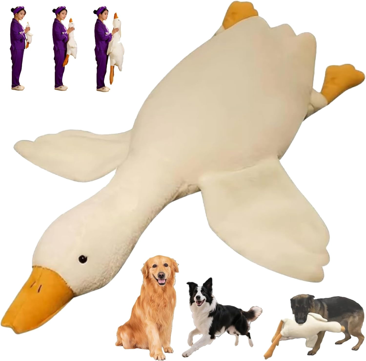 White Duck Dog Toy, 2026 New Large Realistic Goose Dog Toy, Durable Plush Duck White Toys for Dogs, Dogs Ducks Sleep Pillow Toy for Indoor Dog Chew and Play (50cm/19.5in)