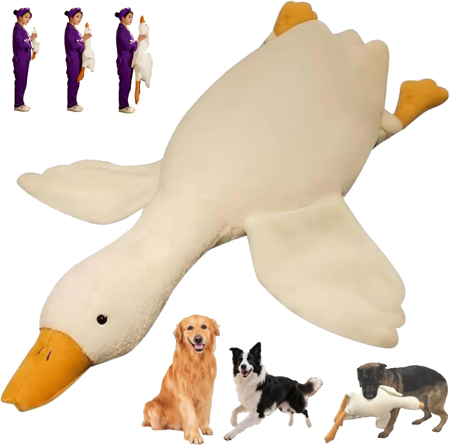 White Duck Dog Toy, 2026 New Large Realistic Goose Dog Toy, Durable Plush Duck White Toys for Dogs, Dogs Ducks Sleep Pillow Toy for Indoor Dog Chew and Play (90cm/35in)