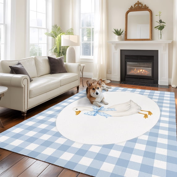 Rustic Antic Rug White Duck Large Area Rugs 5x8ft Rustic Vintage Country Polka Dot Bow ...