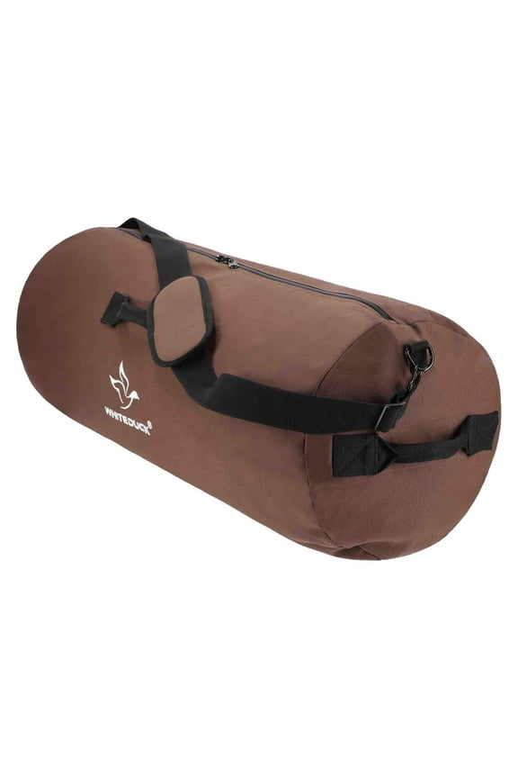 White Duck Outdoors Hoplite Heavy Duty Canvas Duffel Bag – Cargo Style Foldable Duffel Bag for Outdoors, Travel & Storage | Large 25" x 42", Brown, 337L Capacity