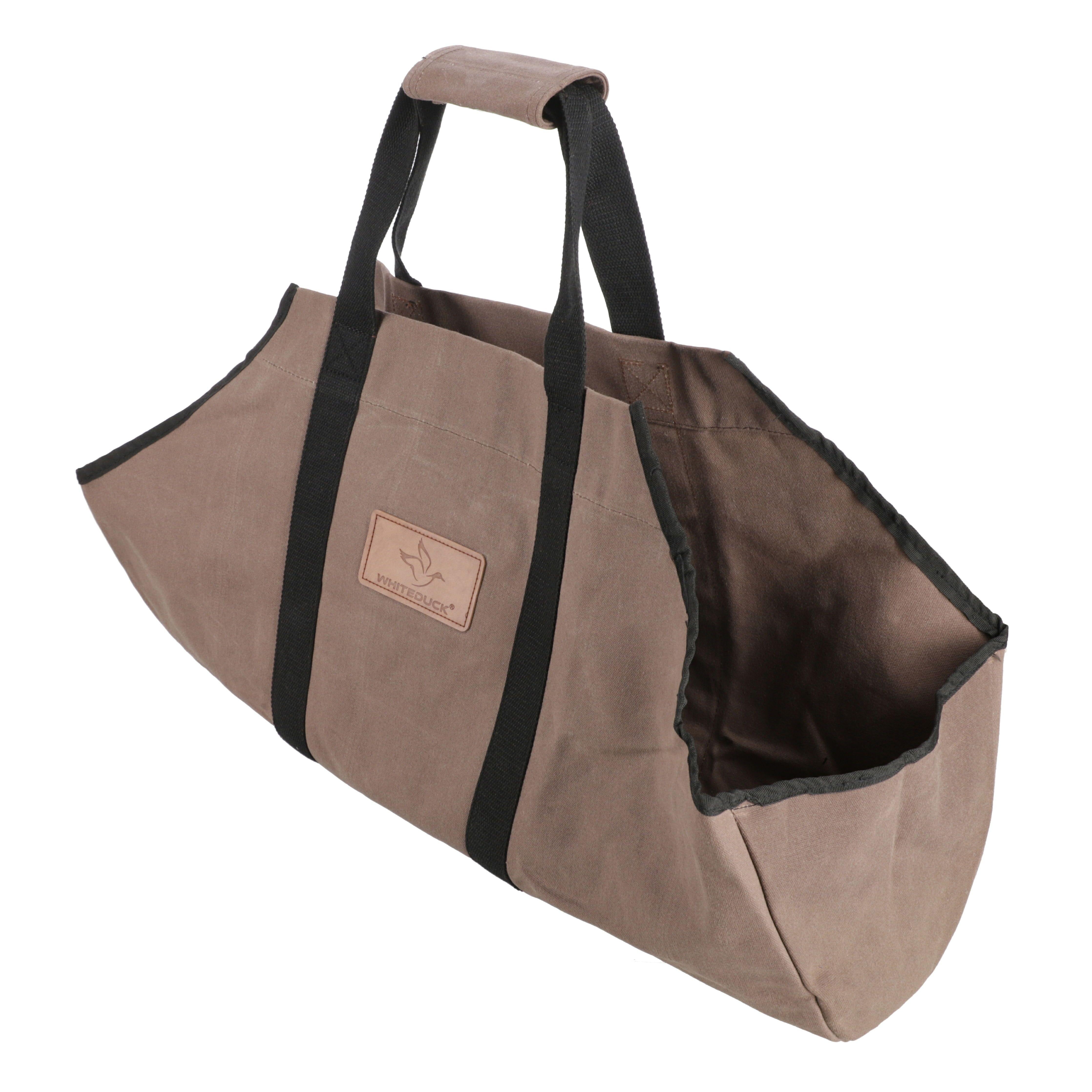 TUFF Heavy Duty Firewood Log Carrier Bag, Waxed Canvas, for Fireplaces ...