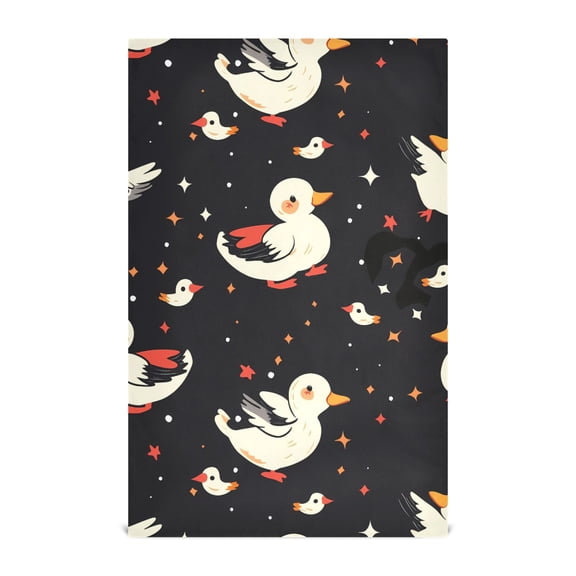 White Duck Pattern Kitchen Towels Waffle Weave Decorative Tea Towels Multi Use Dishcloths 28x18in