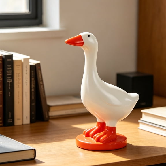 White Duck Resin Key Holder Figurine Hand Painted Statue Beak Hook Hanger Entryway Kitchen Tabletop Shelf Home Decor Organizer Gift