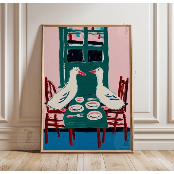 White Ducks Dining Table Poster Unframed Paper Print