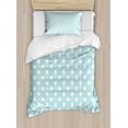 thumbnail image 1 of White Duvet Cover Set, Graphic Design Detailed Drawings Curvy Rounded Circular Flowers Leaves Wildlife, Decorative 2 Piece Bedding Set with 1 Pillow Shams, Twin Size, Pale Blue White, by Ambesonne, 1 of 3