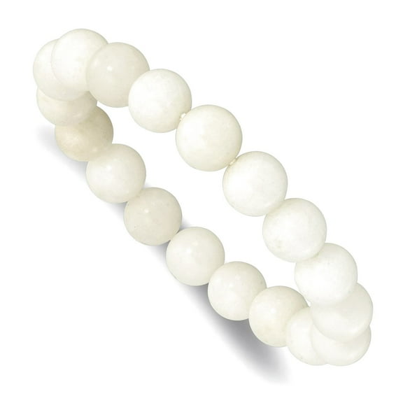 White Dyed Jade 10.00mm Beaded Stretch Bracelet Stretch Bracelet for Women