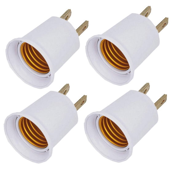White E26/E27 Lamp Socket Adapter 4 Pack 660 Watt 125 Volt AC Plug to Two Outlet