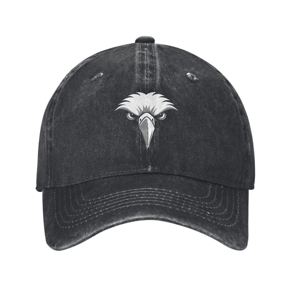 White Eagle Head Baseball Cap Vintage Soft Washed Denim,Golf Dad Hat Adjustable Trucker Hats for Men Women Unisex Adult,Black