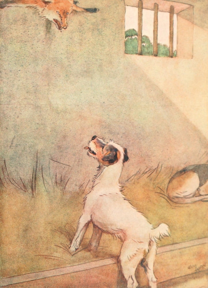 White Ear & Peter 1912 Chasing the fox Canvas Art - Cecil Aldin (18 x 24)