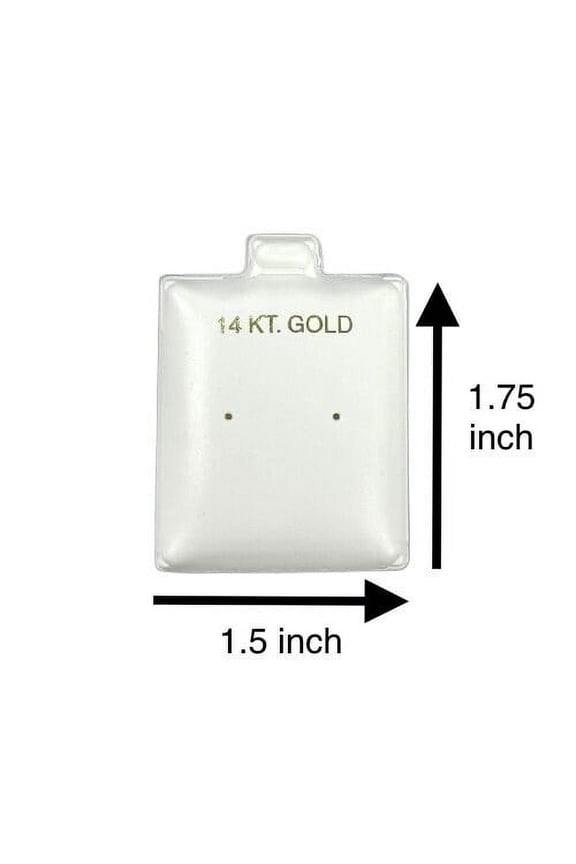 White Earring Puff Pad Display Cards 14kt Gold Imprinted 1.75inch X 1.50in