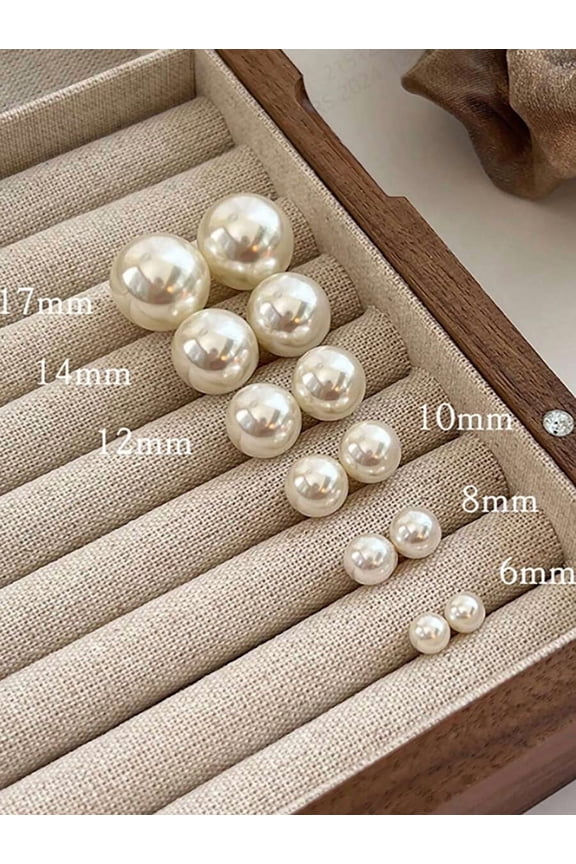 White Earrings Set, 6 Pairs Assorted Sizes 6mm-17mm