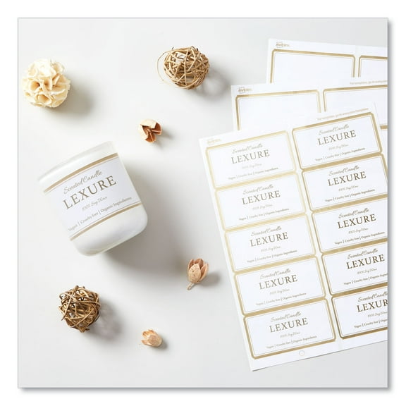 White Easy Peel Mailing Labels with Metallic Border, Inkjet/Laser Printers, 2 x 4, White, 10/Sheet, 10 Sheets/Pack