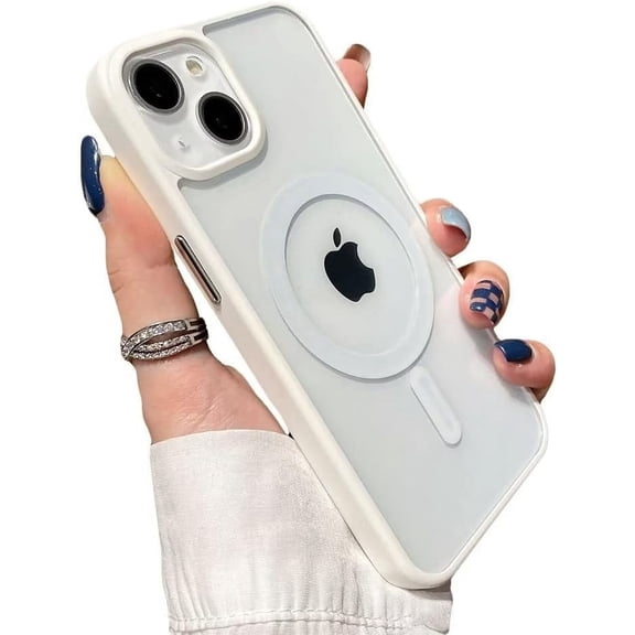 White Edge Phone Case, Support MagSafe Wireless Charging, Shockproof Clear Case for iPhone 13 Mini