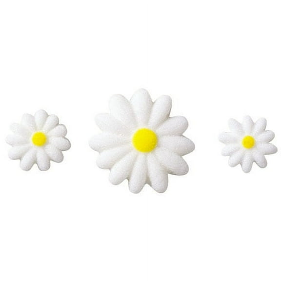 White Edible Molded Sugar Daisies Cake/Cupcake Decorations, 12 Count
