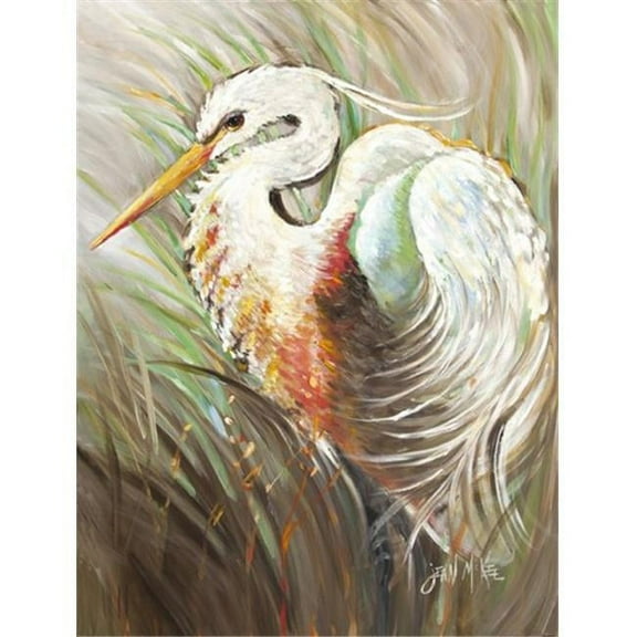 White Egret Flag Canvas House Size