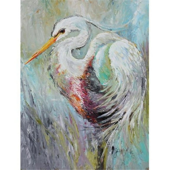 White Egret Flag Canvas House Size