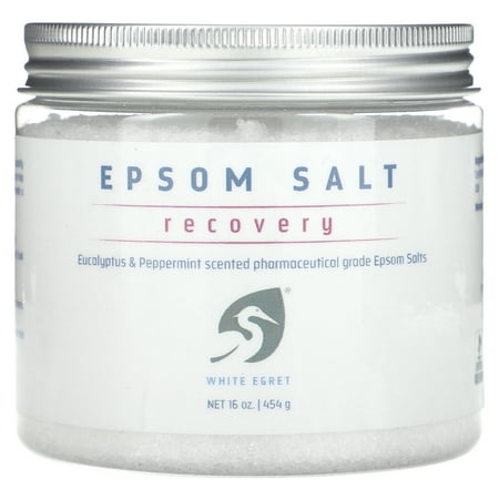 White Egret Personal Care Epsom Salt, Recovery, Eucalyptus & Peppermint, 16 oz (454 g)