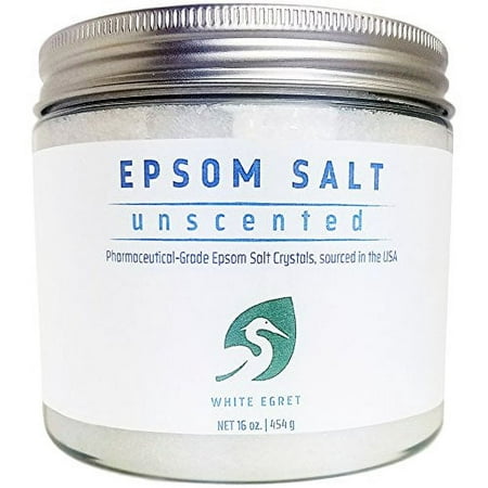 White Egret Pharmaceutical Grade Bath Epsom Salt Unscented, 16 oz, 2 Pack