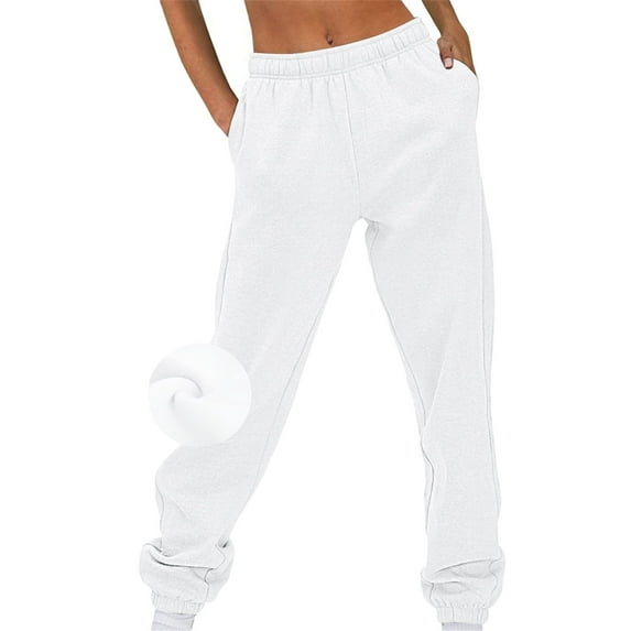 White Elastic Waist Pants For Women, Cotton Going Out Outfits For Women, Women's Thin High Waisted Loose Sweatpants Comfortable High Waisted Jogging Pants With Pockets Casual Sweatpants