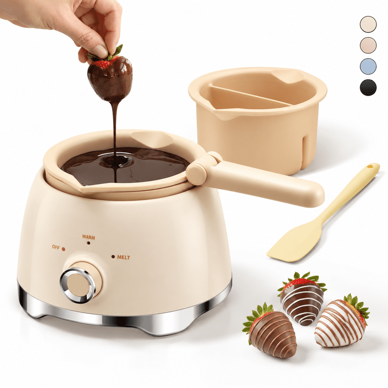 White Electric Chocolate Melting Pot, 4-Cup Capacity for Candy and ...
