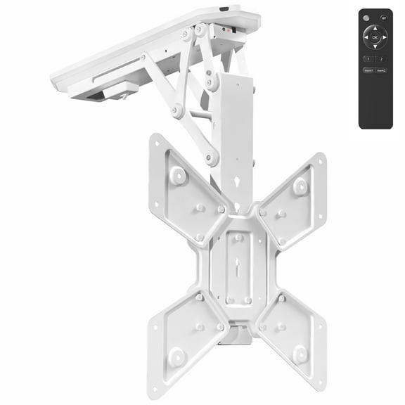 White Electric Motorized Flip Down Pitched Ceiling TV Mount, 23" to 55" Screen