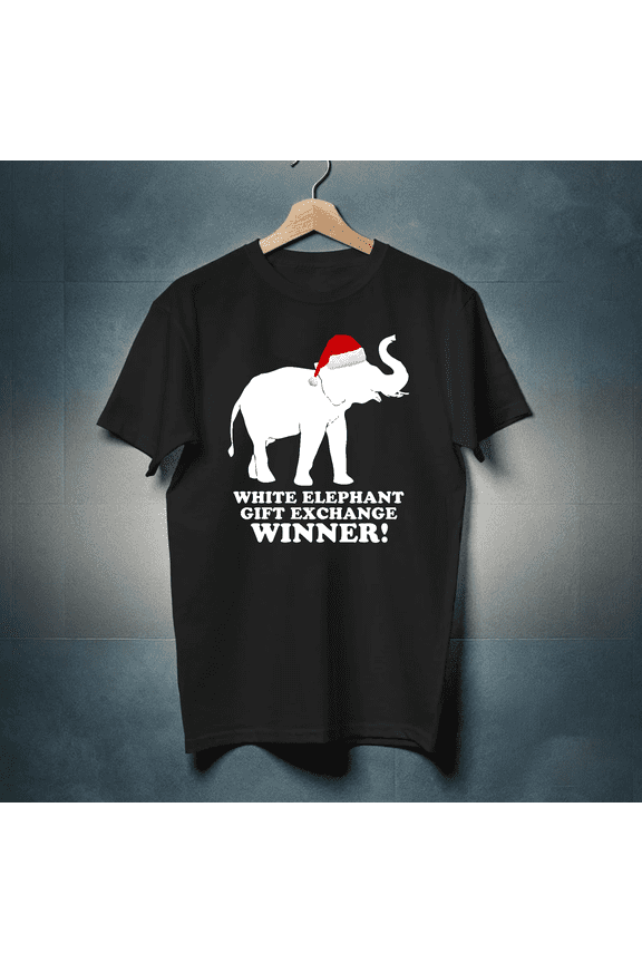 White Elephant Gift Exchange Winner Funny St. Nick Hat Holiday Graphic H2574 Unisex T-Shirt, Up to 5XL Available