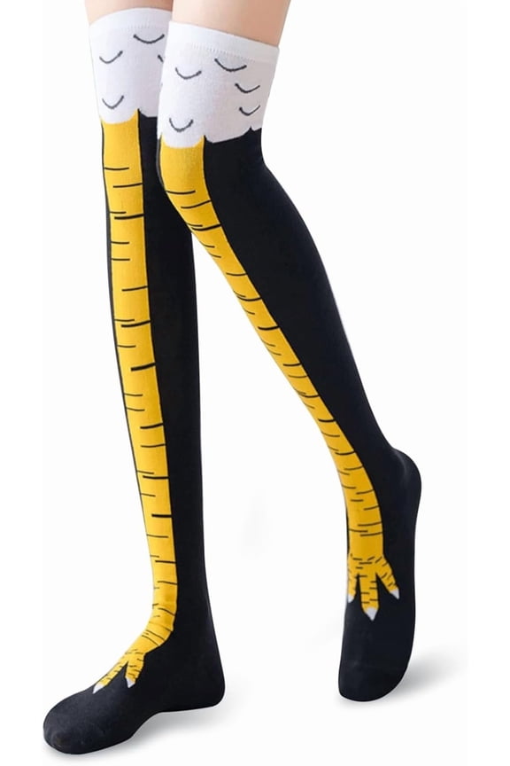 White Elephant Gifts for Adult Teens - Christmas Long Tube Elastic Chicken Leg Socks for Women Men Funny Stocking Stuffers
