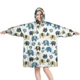 thumbnail image 1 of White Elephant Pattern Wearable Oversized Blanket,Wearable Blanket Hoodie for Adults,Cozy Hooded Blankets with Super Pockets,Super Warm Fuzzy Pullover for Women & Men, 1 of 6