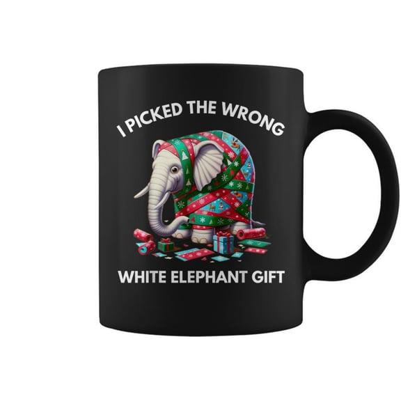 White Elephant Wrapped Elephant Dumb Coffee Mugs