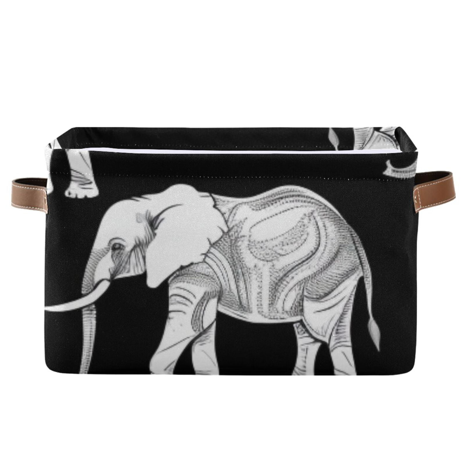 White Elephants6 Storage Box, Fabric Cube Storage Box with Handle, Portable Collapsible Storage