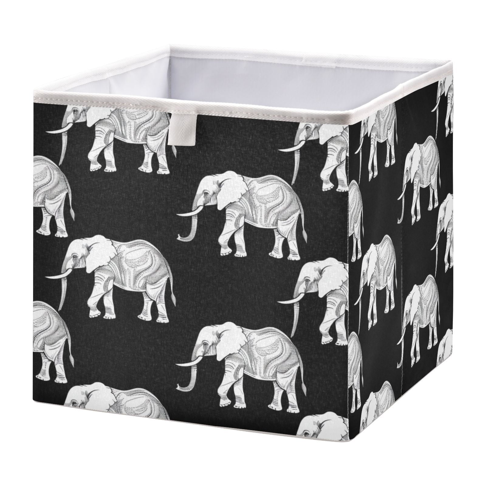 White Elephants6 Storage Box, Fabric Cube Storage Box, Collapsible Storage Box Bins, Portable