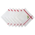 thumbnail image 1 of Contemporary Home Living Set of 6 White Embroidered Holly Corner with Red Bordered Napkin, 20", 1 of 8