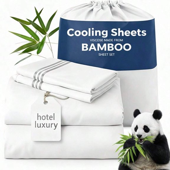 White Embroidered Version White Embroidered Cooling Bamboo Viscose Sheet