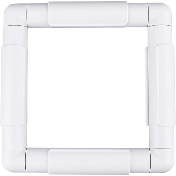 White Embroidery Clip Frame Plastic Stitch Frame Sewing Hoop Handhold Craft Clip Frame Embroidery Snap Frame Hoop DIY Sewing Tools-6 Inch Square