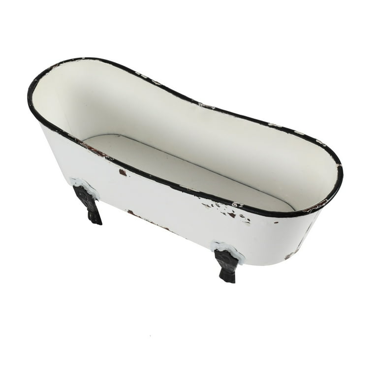 Rustic White Enamel Clawfoot Bath Tub Bathroom Soap Holder Home Garden Pot Decor Rustic White Enamel Clawfoot Bath Tub Bathroom Soap Holder Home Garden Pot Decor