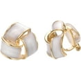 thumbnail image 1 of White Enamel Knot Clip on Earrings for Women Gold Plated Love Knot Earrings Non Pierced Resin Earrings Trendy Jewelry, 1 of 6