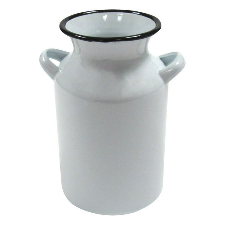 White Enamel Vintage Milk Can Rustic Utensil Holder Country Kitchen Table Decor White Enamel Vintage Milk Can Rustic Utensil Holder Country Kitchen Table Decor